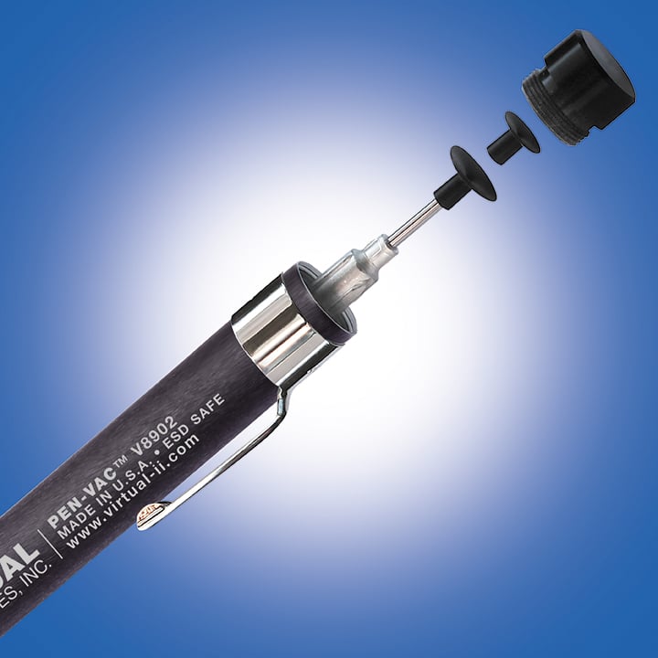 V8902-LMS-B, PEN-VAC™, Black Anodized Aluminum Laser Marked Body Vacuum Pen, ESD-SAFE Kit With 6 Buna-N Static Dissipative Non-Marking Vacuum Cups With Probes - Image 3