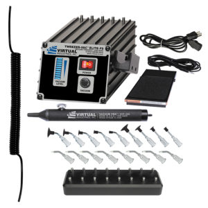 TV-1500-ELITE-FS-SP8-BD-110, 110 VOLT AC, TWEEZER VAC™ Elite ESD-SAFE Kit With Foot Switch, Delrin Small Parts Tips And Buna-N Static Dissipative Non-Marking Vacuum Cups With Probes