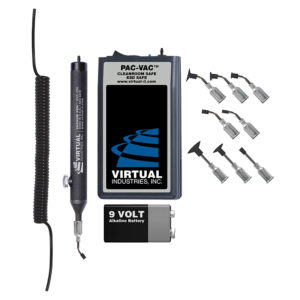 V3200-CLN, PAC-VAC™ Cleanroom Safe, ESD Safe Kit With Nine Buna-N Static Dissipative Non-Marking Vacuum Cups, Operates On A 9 Volt DC Battery