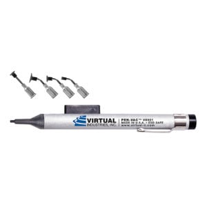 V8901-A-B, PEN-VAC™, Aluminum Body Vacuum Pen, ESD-SAFE Kit With 4 Buna-N Static Dissipative Non-Marking Vacuum Cups With Probes