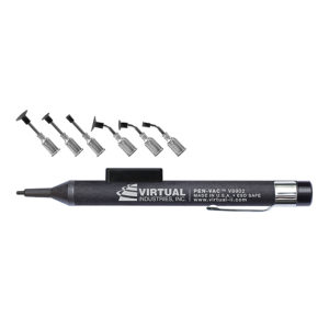 V8902-LMS-B, PEN-VAC™, Black Anodized Aluminum Laser Marked Body Vacuum Pen, ESD-SAFE Kit With 6 Buna-N Static Dissipative Non-Marking Vacuum Cups With Probes