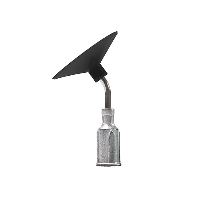 V8904-O-B, Metal Bent 1/2 Inch Probe With ESD Safe High-Temp Conductive Silicone Black 1 Inch (25.4mm) Diameter Vacuum Cup