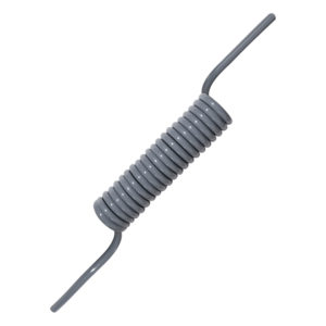 VCH-1/8-10, 10 Feet 1/8” Coiled Gray Permanent Polyurethane Static Dissipative Vacuum Hose with a 6” (152.4mm) tail at each end, ESD Safe.